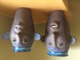 Two Blue Stain Vases with Teeth